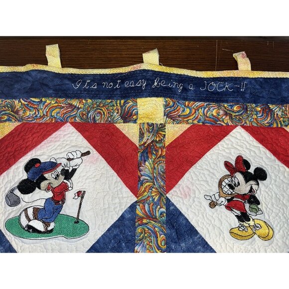 Handmade Quilted Disney Wall Hanging Mickey Minnie Goofy Pluto 21 X 21” READ - Picture 3 of 13